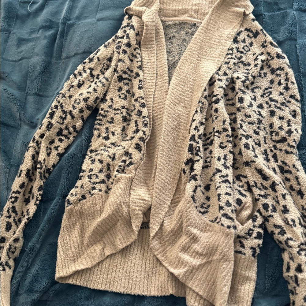 Leopard Print Open Front Cardigan Sweater